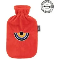 Fashy Wärmflasche Fashy Wärmflasche mit Flauschbezug und Stickerei Halbkreis orange 2 L