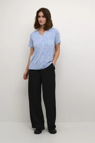 Kurzarm-Bluse Regular fit Ultramatine/Feather Gray Dot blue white