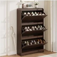 GarveeMore Schuhschrank 136 cm Hoch Modernes Design Schmaler Mehrzweckschrank mit Klapptüren (1-St., 1 x Schuhschrank) Schlanker Schuhschrank für 18-24 Paar, Verstellbare Einlegeböden