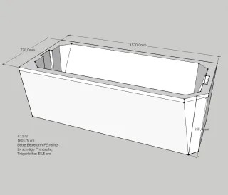 Neuesbad Wannenträger für Bette Profi-Form (s) 160x75 Kopfende li/Fußende re SW13564