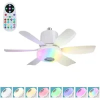 VIVIHEYDAY Deckenventilator mit LED Licht und Fernbedienung, Schlafzimmer Dimmbar Deckenventilator, Lampe, RGB LED Deckenleuchte mit Ventilator und Bluetooth Lautsprecher