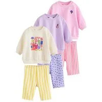 Next Langarmshirt & Leggings Baby Sweatshirt und Jogginghose, 6-teiliges Set (6-tlg)