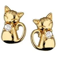 Goldene Hufeisen Paar Ohrstecker Glanzvolle Pfoten Goldene Katzen-Ohrringe mit funkelnden Zirkonia, 925 Silber (Sterlingsilber), Hypoallergen