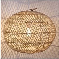 Casa Moro Deckenleuchten Rattan Lampe Ramia Kugelform Boho Chic Pendelleuchte Handgefertigt, ohne Leuchtmittel, handgemachte Hängeleuchte Naturlampe Deckenlampe LP006