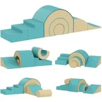 AIYAPLAY Schaumstoff Bausteine Kinder Spielbausteine, (Riesenbausteine, 5 St., 5 tlg. Klettern Softbausteine), Bauklötze Bausteinset Kunstleder Sand+Grün