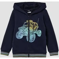s.Oliver Sweatshirt Sweatshirt Jacke Kapuzen-Sweatshirtjacke mit Frontprint