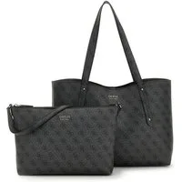 Guess Umhängetasche GUESS Shopper Handtasche Brenton Coal Logo (1, 1-tlg., 1)