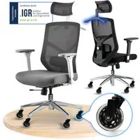 ELITESEATS Bürostuhl Ergonomisch [TESTSIEGER] Kratzerfreie Rollen Atmungsaktiv (Ergonomischer Schreibtischstuhl, Büro Stuhl 150 kg Belastbar), Gaming Stuhl, Computerstuhl, Drehstuhl, Chefsessel, Home Office