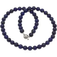 Bella Carina Perlenkette Kette mit hochwertigen Lapislazuli Perlen 8 mm Durchmesser, mit hochwertigem Lapislazuli