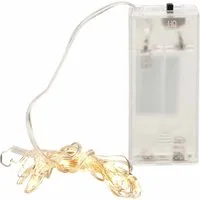 CEPEWA LED-Lichterkette, Batterie Draht silber 10 LED warmweiß 0,9m Innen