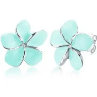 Elli Paar Ohrstecker Elli Ohrringe Frangipani Blüte Mint Emaille 925 Silber, Frangipani Blüte