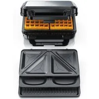 Arendo 3-in-1-Sandwichmaker 4in1 Sandwich Maker, Temperaturkontrolle, Cool Touch, BPA-frei, 900 W, Kabelaufwicklung, Antihaftbeschichtung, Anti-Rutsch-Füße