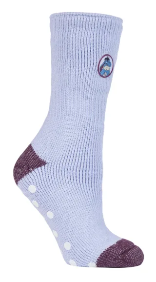 Wärmehalter - Damen dicke, niedliche, weiche, rutschfeste, kuschelige Eeyore Thermal Slipper Socken mit Griffen - Eeyore