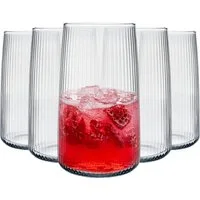 KONZEPT Gläser-Set 6 teilig mit Rillenstruktur (480 ml), Trinkgläser hohe Qualität, 6-tlg., Bleifreies Glas, Hergestellt in der EU