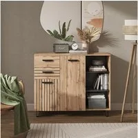 Vicco Kommode Amber, Braun/Braun, 120.1 x 100 cm mit 2 Schubladen und 2 Türen (1 St)