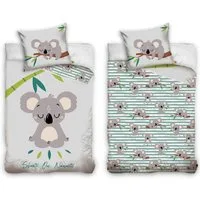 MTOnlinehandel Bettwäsche Koala 135x200 + 80x80 cm, 100 % Baumwolle, Renforcé, 2 teilig, chillige Bettwäsche für Kinder, Jugend & Erwachsene