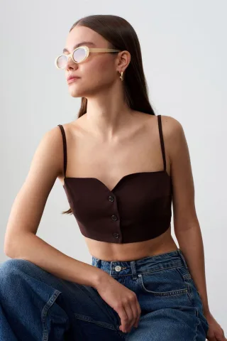 Damen Verkürzter Taillierter Tencel-Weste