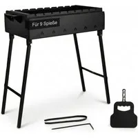 BIG-PAN Grillbesteck-Set Klappbar Mangal 60 cm für 9 Spieße Zubehör BBQ