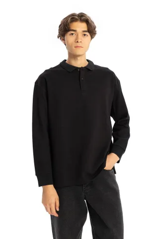 Regular Fit Polo-Kragen Knopf T-Shirt