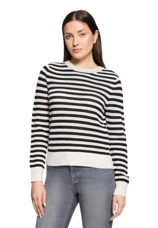 Betty & Co - Strickpullover Weiß/Schwarz - Gr. - 44