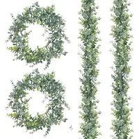 Kunstranke Eukalyptus Girlanden Künstliche, 1.8m Eukalyptus deko Hängepflanzen, TUWENA, Grüne Pflanze für Mittelstück Party Tischdeko Hochzeit Dekoration