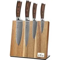 Wakoli Messer-Set Edib 4er Damastmesserset I 8-18cm Klinge I magnetischer Messerblock (Damastmesser & Messerblock, 5-tlg., 4 Damastmesser + Messerblock), Küchenmesser aus 67 Lagen Damaststahl mit VG10 Kern inkl. Geschenkbox