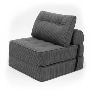 Convertible Single Sofa Bed 3-in-1 Folding Sleeper Couch Corduroy Non-slip Floor Lounger 18cm Thick Foam Guest Mattress
