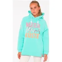 Zwillingsherz Hoodie Meer Strand Küste mit Kapuze, Pailletten-Schriftzug und aufgesticktem Anker-Motiv