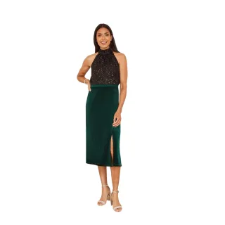 Yumi - Midirock für Damen, Samt (Grün)