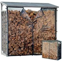 Quick Star Kaminholzregal Außen Aluminium Pro, Mehrere Größen, Mit / Ohne Wetterschutz, BxTxH:143x70x145 cm