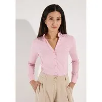 MORE&MORE Langarmbluse feminine Strechbluse, Rüschenkragen