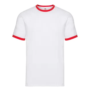 Fruit of the Loom - "Ringer 160" T-Shirt für Herren (Weiß/Rot)