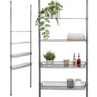 bremermann Teleskopregal 2 Körbe, 2 Ablagen, Waschmaschinenregal bis max. ca. 290 cm