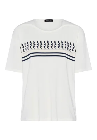 FRANK WALDER - Shirt COOL SUMMER mit grafischem Muster ecru/ink - Gr. - 38