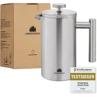 GRØNENBERG French Press Kanne 0,35 - 1 Liter l Edelstahl Kaffeebereiter mit Thermo Effekt, 0.35l Kaffeekanne, Kaffeepresse inkl. 3 Ersatz-Filter