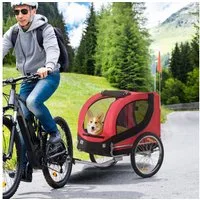 PawHut Fahrradhundeanhänger PawHut Haustieranhänger, mit Universalkupplung, Stahl, 130 x 73 x 90cm, für Garten, Balkon, Rot+Schwarz