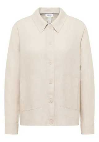 CECIL - Leinen Blusenjacke mit Hemdkragen beige - Gr. - L