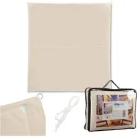 relaxdays Sonnensegel Polyest, Beige, 2 x 2 m