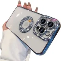Wörleonline Handyhülle für Apple iPhone 15 Pro Hülle, TPU Handyhülle mit Glitzer Diamanten aus Acryl