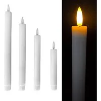 Online-Fuchs LED-Kerze 4 LED Stabkerzen mit 6-Stunden Timer in unterschiedlichen Höhen (473492, Weiß, Gelb, Rosa, Grün & Blau), praktische Touch-Funktion zum schnellen Ein- und Ausschalten