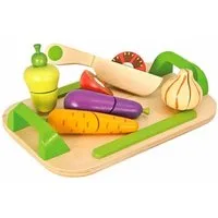 Eichhorn Spiellebensmittel Kaufladen Holz-Spielset 12-tlg. Schneideobst Gemüse mit Brett & Messer, (Set, 12-tlg., Geschenk-Set), Fördert Motorik, Rollenspiel und Fantasie ab 2 Jahre Kaufladen Zubehör