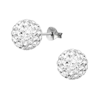 Glitzerkugel Ohrringe aus 925 Silber