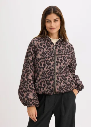 bonprix wattierter Blouson, braun, Gr.48, modische wattierte Blouson-Jacke mit weiten Ballonärmeln und Reißverschluss vorne