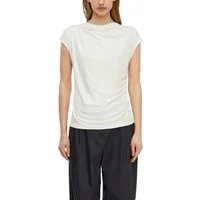 comma Rundhalsshirt Sommershirt - gerafft und aus reiner Viskose