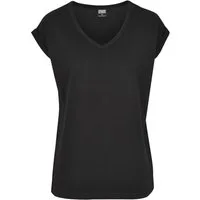 URBAN CLASSICS Kurzarmshirt Urban Classics Damen Ladies Round V-Neck Extended Shoulder Tee (1-tlg)