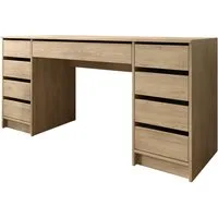 MIRJAN24 Schreibtisch Ada Bis (mit neun Schubladen), 154x55x76 cm, Schwarze Kunststofffüße, Schminktisch