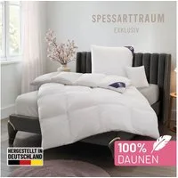 SPESSARTTRAUM Daunenbettdecke Exklusiv, Bettdecken für Sommer und Winter, Decke, Füllung: 100% Daunen, Klasse 1, Downpass zertifiziert, Bezug: 100% Baumwolle, Made in Green, Hausstauballergiker geeignet, 5 Wärmeklassen & 8 Größen, Bestseller