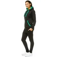 L.gonline Freizeitanzug Damen Freizeitanzug Jogginganzug Sweatwear 704 (Kapuzenjacke mit Reißverschluss, Hose, 2-tlg), Fitness Freizeit Casual