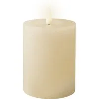 Lumineo LED-Kerze, Timer, warmweiß, LED Kerze 7x11cm mit Timer Wachs Rustik Creme / Warmweiß