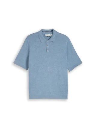 Tom Tailor - Strickpullover mit Polokragen mountain spring blue melange - Gr. - L
